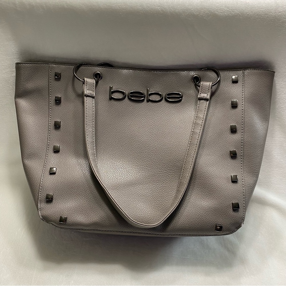 Bebe Taupe Studded Medium Tote Bag